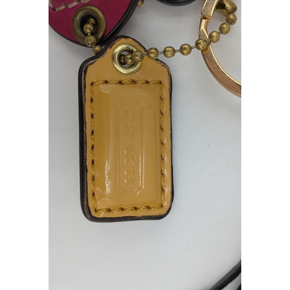 Coach Hangtags with Bag Charms Pink Yellow Black Leather Tassel Flowers Keychain - Picture 8 of 8